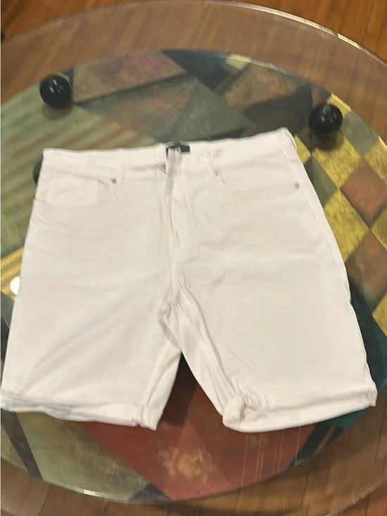 H&M White Slim Fit Denim Shorts