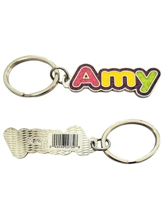 SWIBCO NW0T Colorful Galaxy Keychain Silver Metal Personalized Name AMY