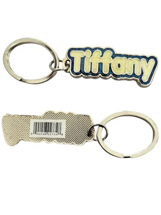 SWIBCO NW0T Blue & White Galaxy Keychain Silver Metal Personalized Name TIFFANY