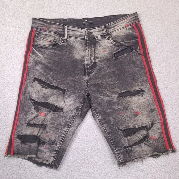 Jordan Craig Legacy Edition Denim Shorts Mens‎ 34 Black Jean Distressed Stretch
