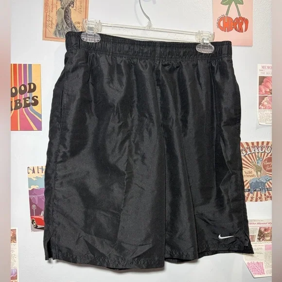 Nike Black Men's Mesh Athletic Shorts with White Swoosh