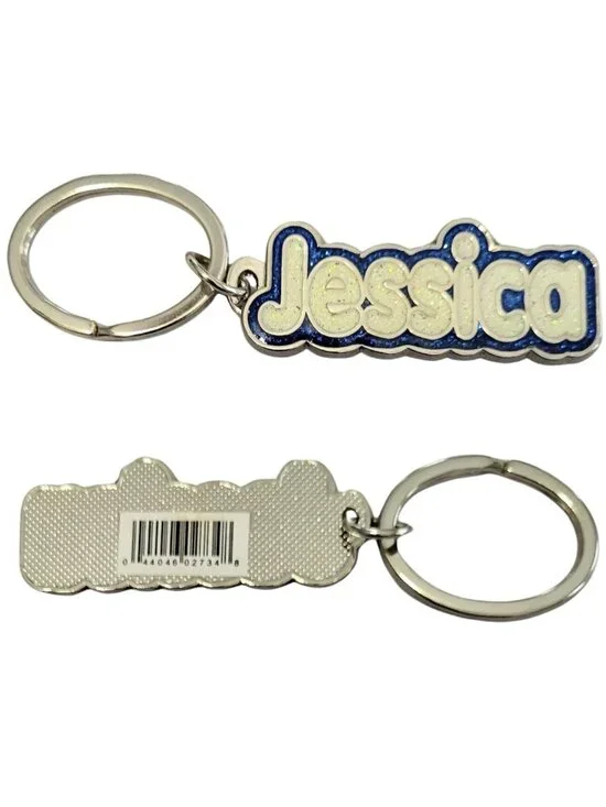 SWIBCO NW0T Blue & White Galaxy Keychain Silver Metal Personalized Name JESSICA