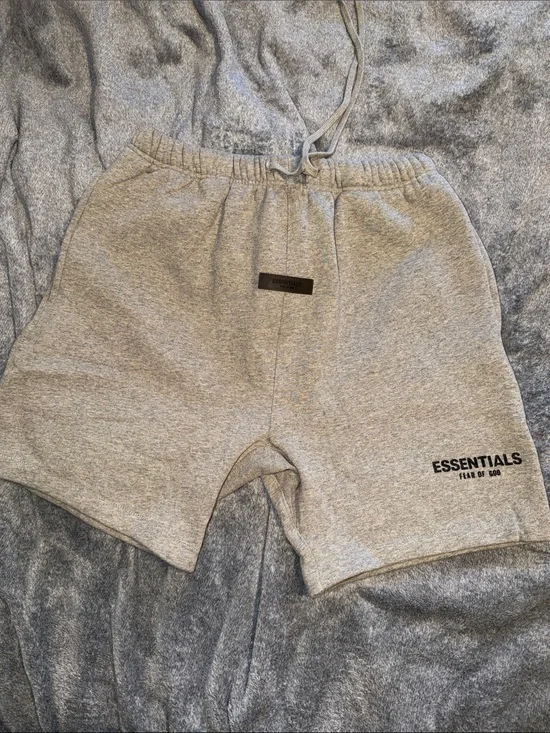 ESSENTIALS Heather Gray Athletic Cotton Shorts