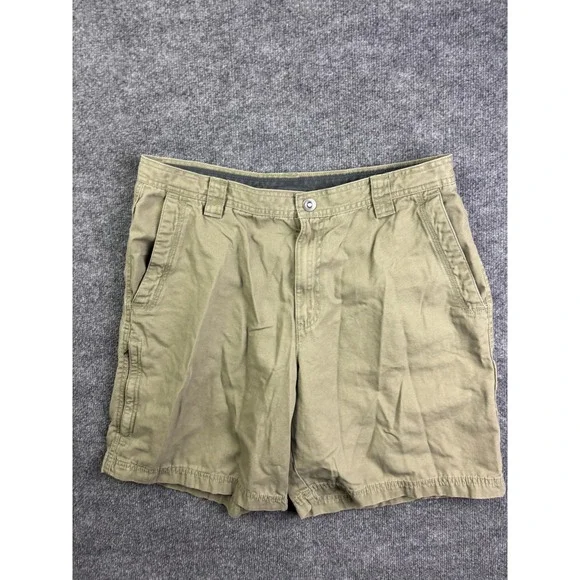 Columbia Cargo Shorts Mens 38 Green Omni-Shield‎ Cotton Canvas Hiking XM4452
