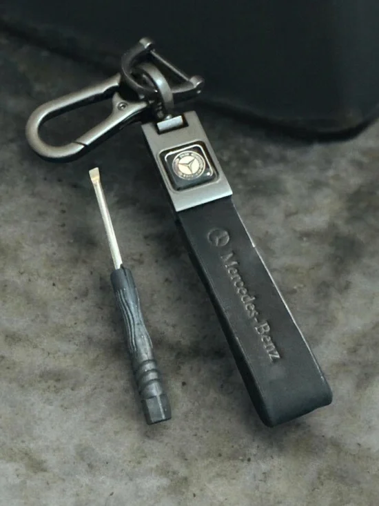Mercedes-Benz Black Leather Key chain with Logo 2072