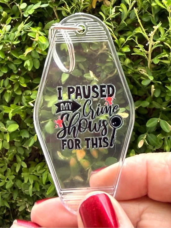 Vintage style motel key 3.5 inch keychain true crime-themed gift idea
