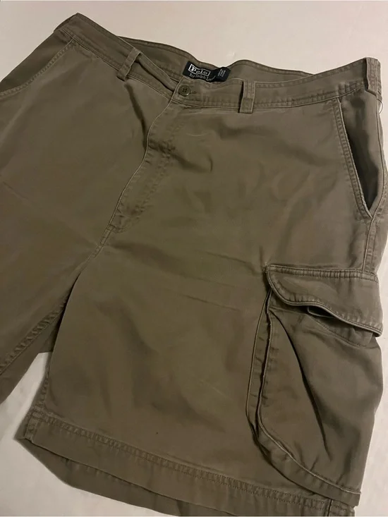 VTG Polo Ralph Lauren Chino Khaki Cargo Utility Shorts Sz 42 Pockets Preppy Y2K