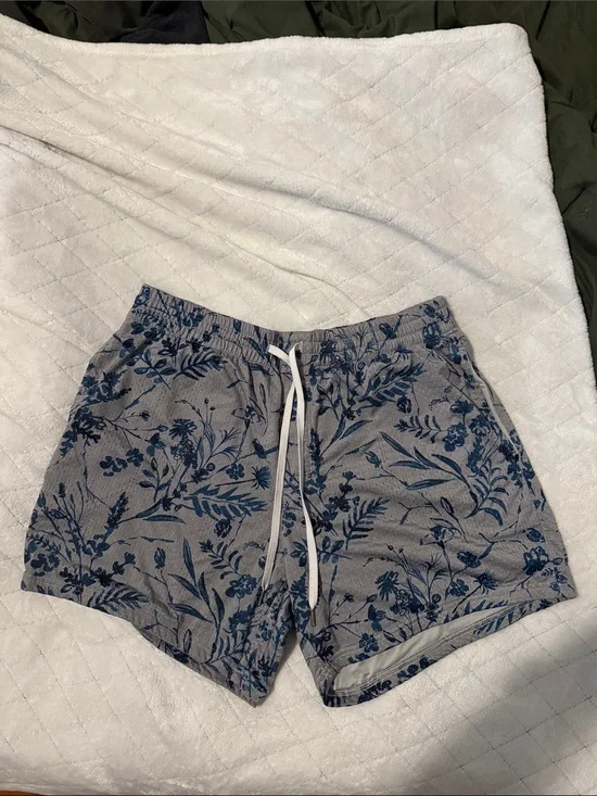 American Eagle Outfitters Gray Shorts with Blue Floral Print