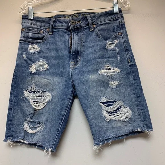 American Eagle Denim Shorts Mens 30 Blue Excellent Distressed Ne(x)t Level Flex