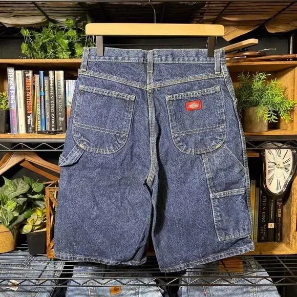 Vintage Y2K Dickies Carpenter Jean Shorts Navy Blue Denim Baggy Skater Jorts 30