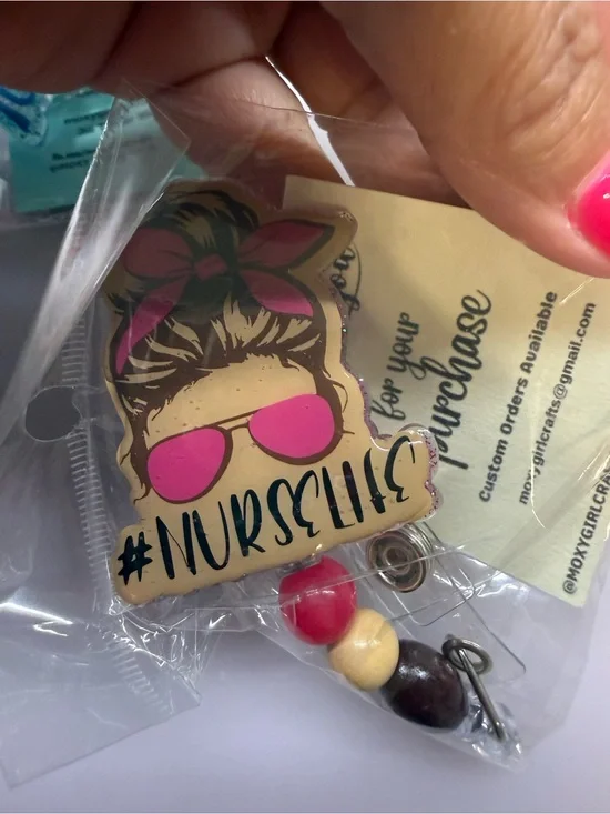 Nurse Life Pink Sunglasses Badge Reel -