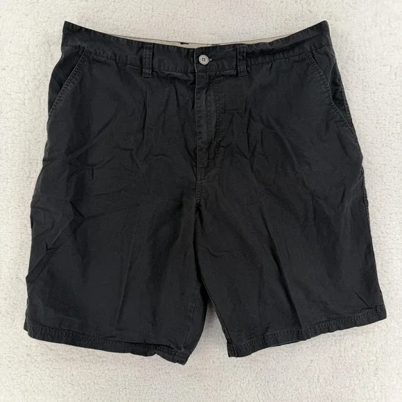 Honolua Cargo Shorts‎ Mens 38 Black 100% Cotton Flat Front 9 Inseam Casual Beach