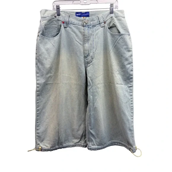Enyce Clothing Mens 36‎ Baggy Denim Shorts Light Wash Blue Y2K Streetwear Bungee