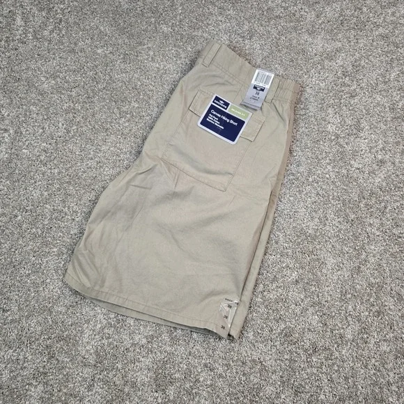 Dockers Relaxed Fit Canvas Hiking Shorts Mens Size 38 Flat Front Tan New