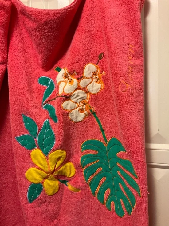 Vtg Lauren Ralph Lauren Large Pink Embroidered Body Sheet Beach Bath Towel