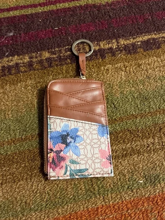 Brown Floral Card & Key Holder Wallet