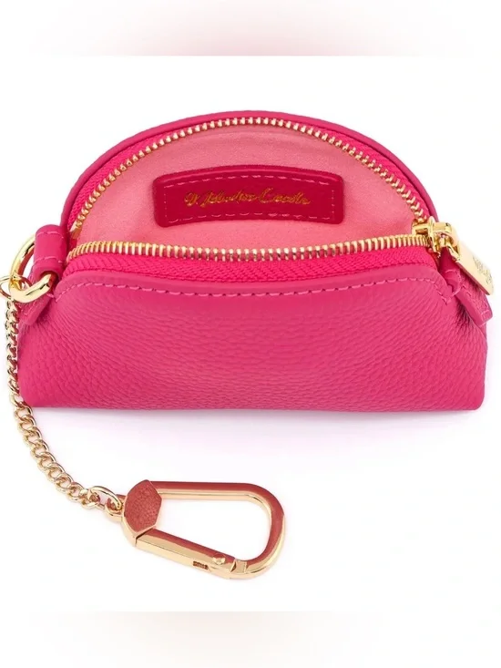 Dress Up Your Purse Leather Lippy Case/Keyring In Brilliant Pink w Gold-tone hwe