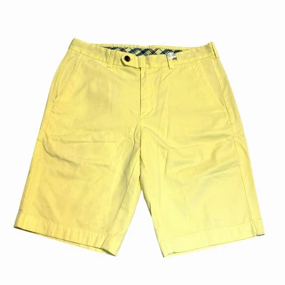 Brooks Brothers Bermuda Shorts Chino Flat‎ Front Mens W 33 Yellow Casual Cotton