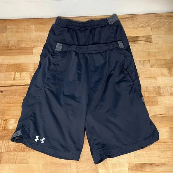 Lot of 2 pairs Men's Small Under Armour Heatgear Basketball Game Shorts Gray