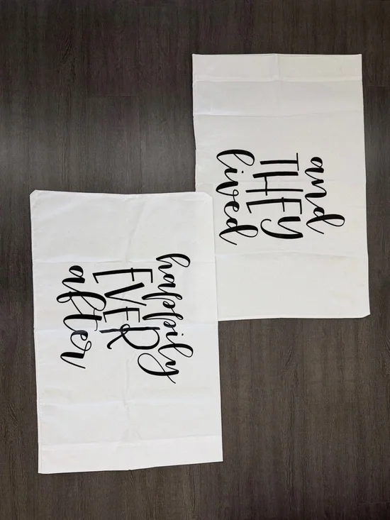 White “And They Lived’ & 'Happily Ever After' Decorative Pillowcase Set