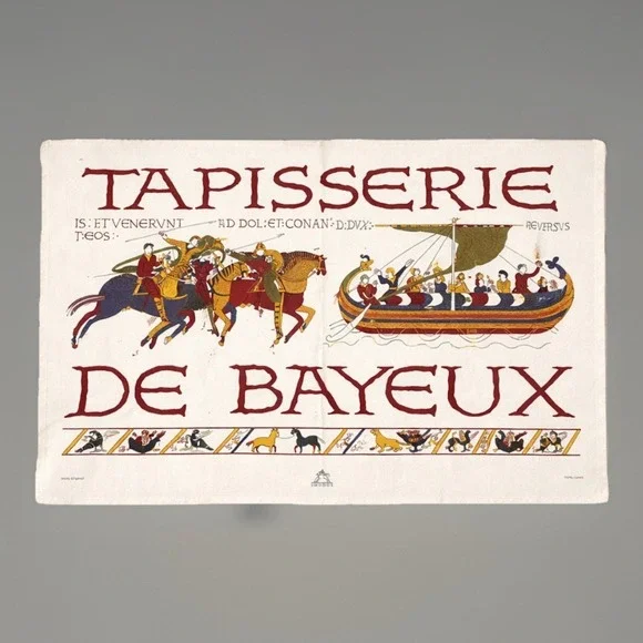Bayeux Tapestry Tea Towel Made in England 100% Cotton Medieval Scene