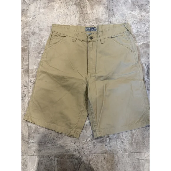 Y2K Steve & Barrys Mens Carpenter Khaki Beige Denim Shorts Workwear Outdoor 34