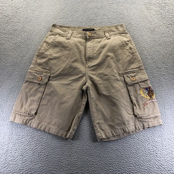 Vintage US Polo Assn Sorts Mens 32 Khaki Cargo Baggy Embroidered Logo Y2k Skater