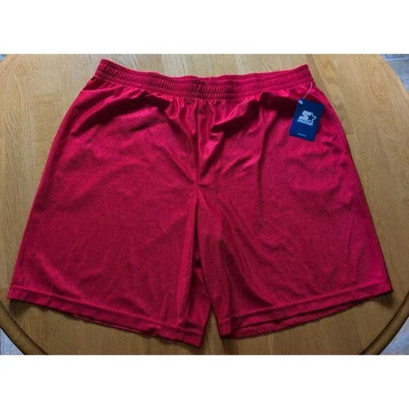 NWT Starter Dri-FIT Dazzle Men's Red Mesh Athletic Shorts Size XL Drawstring