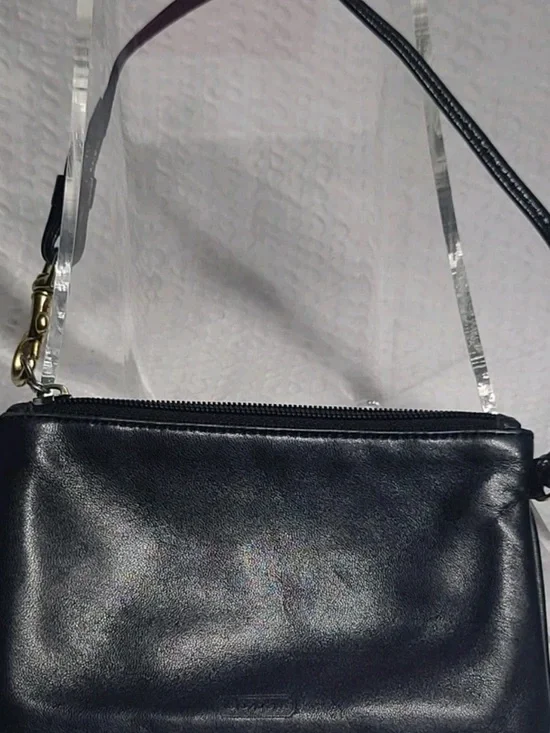 Coach Wristlet Black Leather Wallet Card Cash Coins Holder Small