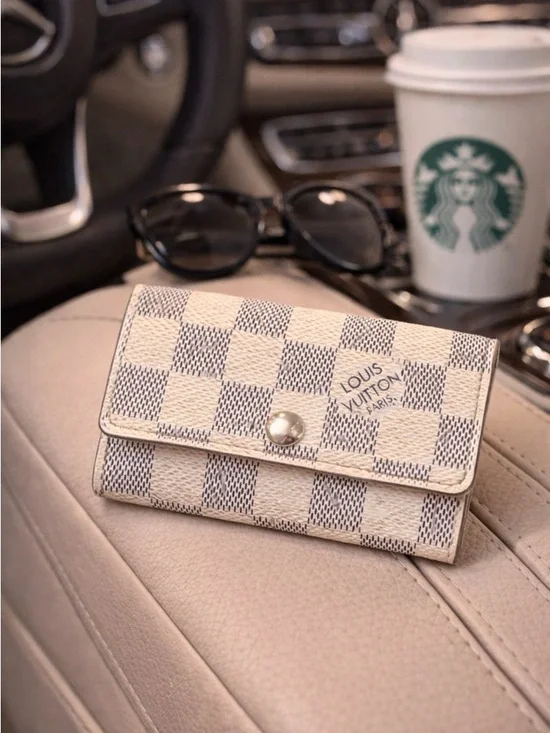 AUTHENTIC LOUIS VUITTON DAMIER AZUR MULTICLES 6 KEY HOLDER CASE