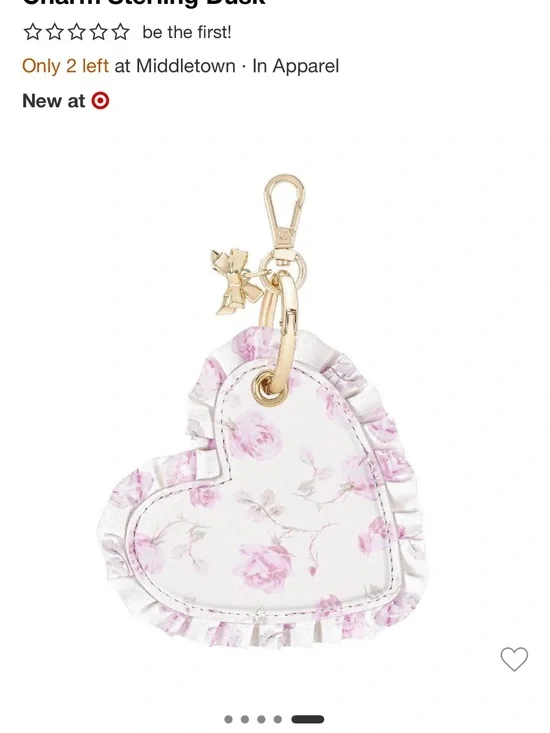 LoveShackFancy White and Pink Floral Heart Keychain Charm with Gold Hardware