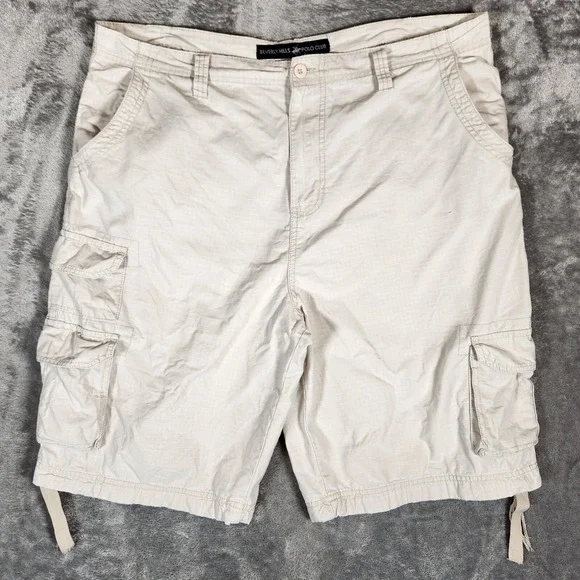 Beverly Hills Polo Club Cargo Shorts Men's 38X11‎ Beige Muted Khaki Modern