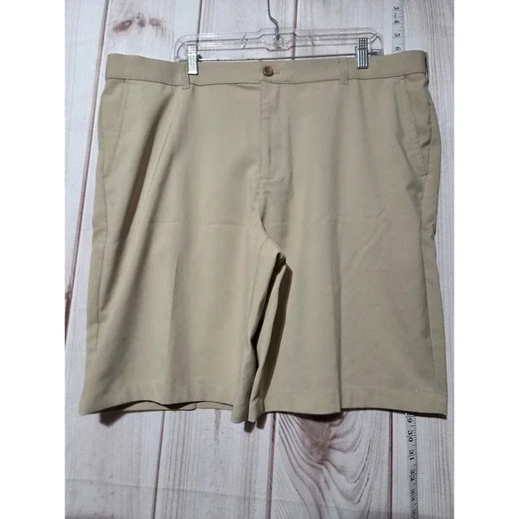 IZOD Golf Shorts Mens 40 Khaki Flat Front‎ Lightweight Comfort Non Slide Waist