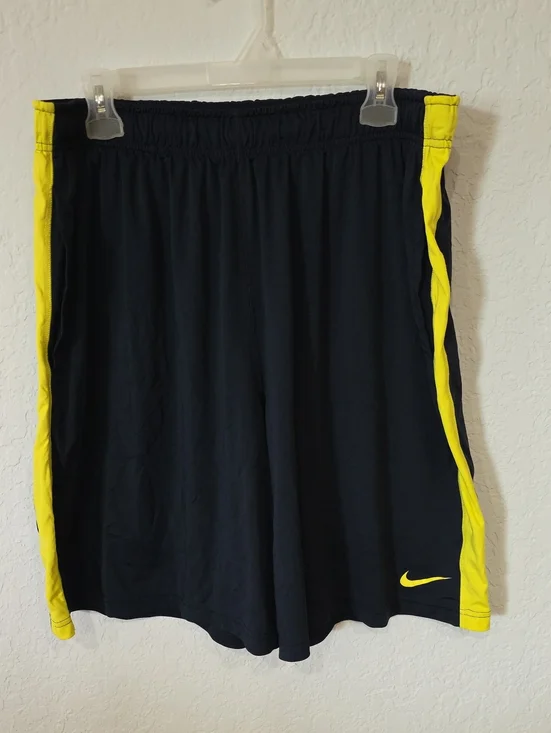 Nike Black Athletic Shorts with Yellow Trim Size XXL