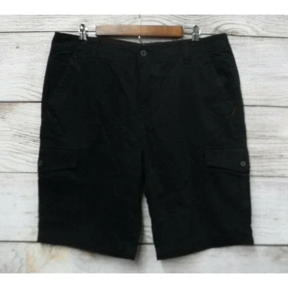 Plugg Cargo Shorts Mens Size 30 Black Heavy Vintage Wash Cargo Shorts New 30