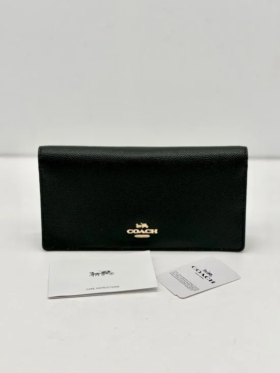 COACH Black Leather Bifold Wallet Black