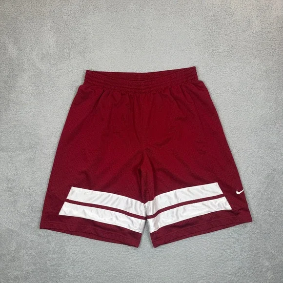 Vintage Nike Mens Basketball Shorts XXL Maroon Burgundy Mesh Striped Athletic