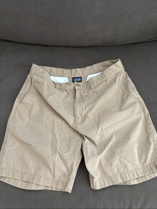 Patagonia Men’s Tan Flat-Front Shorts