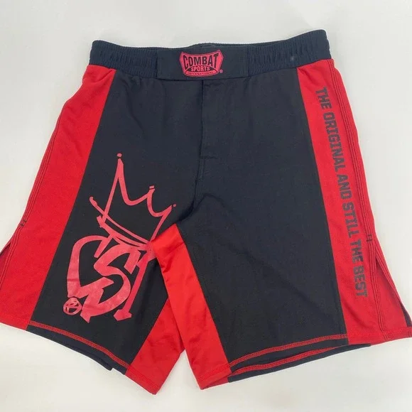 Combat Sports International MMA Fight Shorts Mens 36 Black Red Athletic UFC BJJ