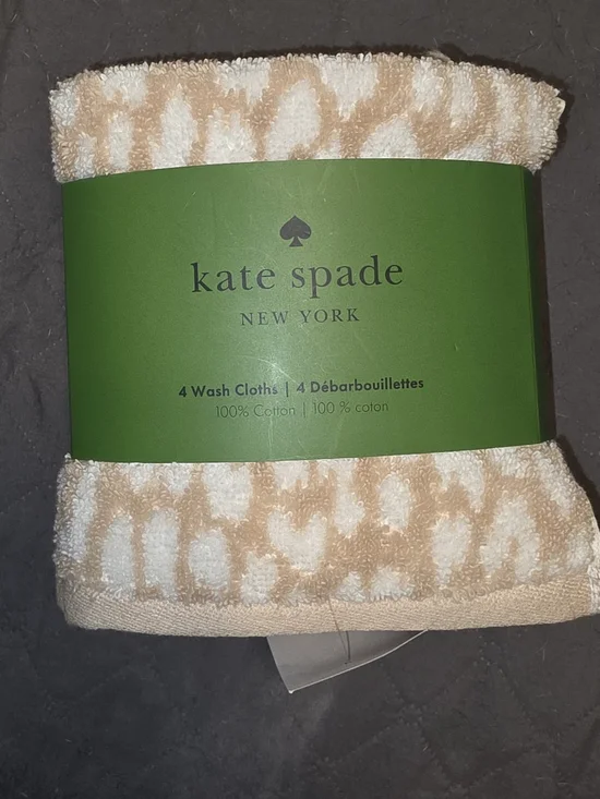 kate spade Beige and White Leopard Print Wash Cloths