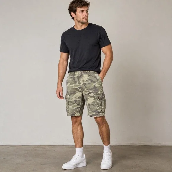 American Eagle Mens Size 31 Next Level Flex Camo Cargo Shorts Classic Stretch