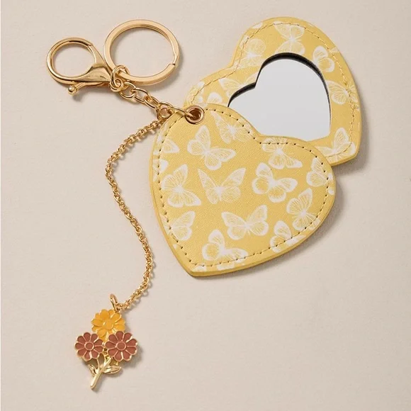 Francesca’s Butterfly Print Heart Mirror Keychain