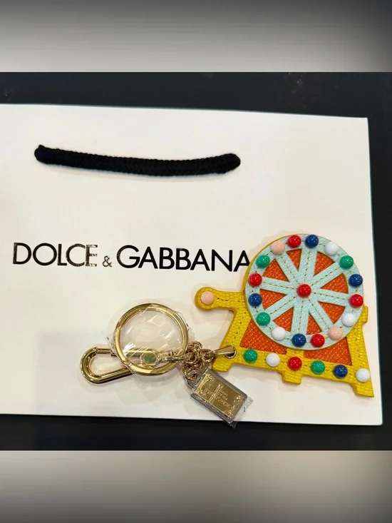 Dolce & Gabbana Yellow Multicolor Enamel Ferris Wheel Keyring Bag Charm