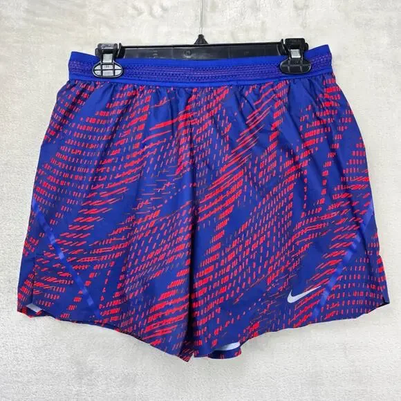 Nike AeroSwift 5” Running Shorts Mens Medium Blue Red Geometric 800285-455