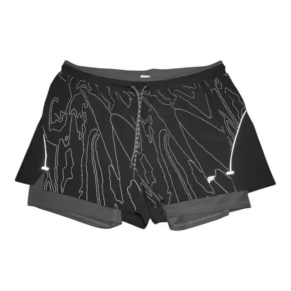 Fabletics Fundamental Short II Lined 5” Men’s XXL Black Reflective EUC
