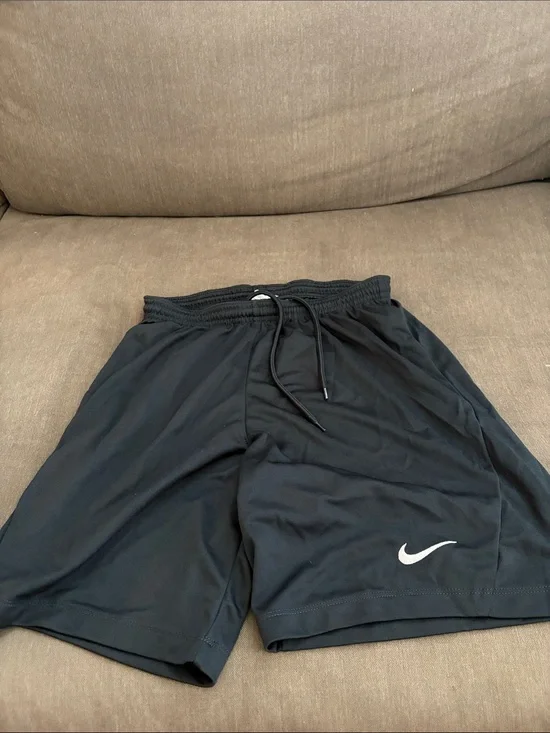 Nike Men’s Black Athletic Shorts with White Swoosh