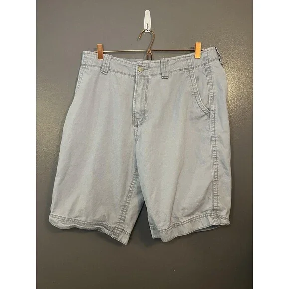 Old Navy Shorts Mens 34 Gray Chino Flat Front 100% Cotton Back Flap Pockets