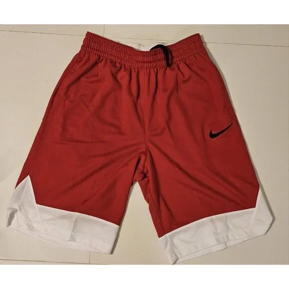 Nike Men's Dri-FIT Icon Basketball Shorts Pockets Red & White Size Med BRAND NEW