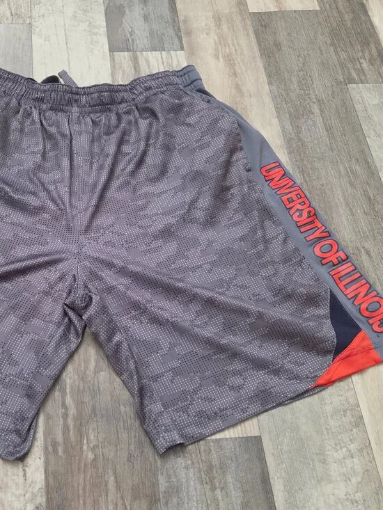 NCAA Gray Baketball Shorts Illinois Fighting Illini Mens XL ProEdge Knights