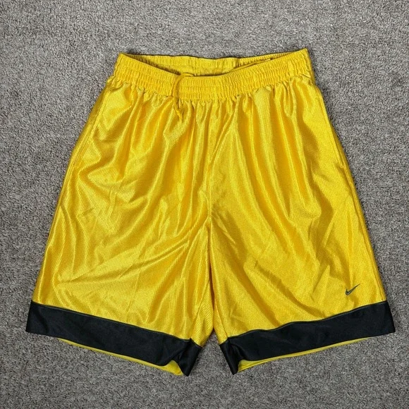 Nike Mens Basketball Shorts Yellow Dazzle Shimmer Athletic Drawstring Large